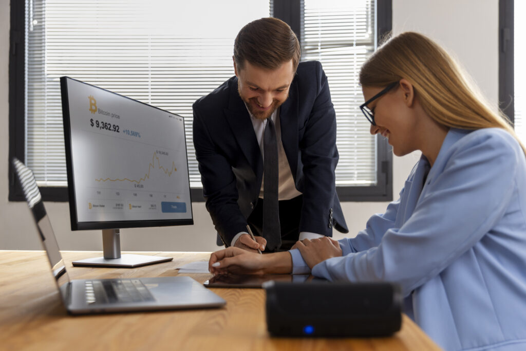 person looking at financial charts