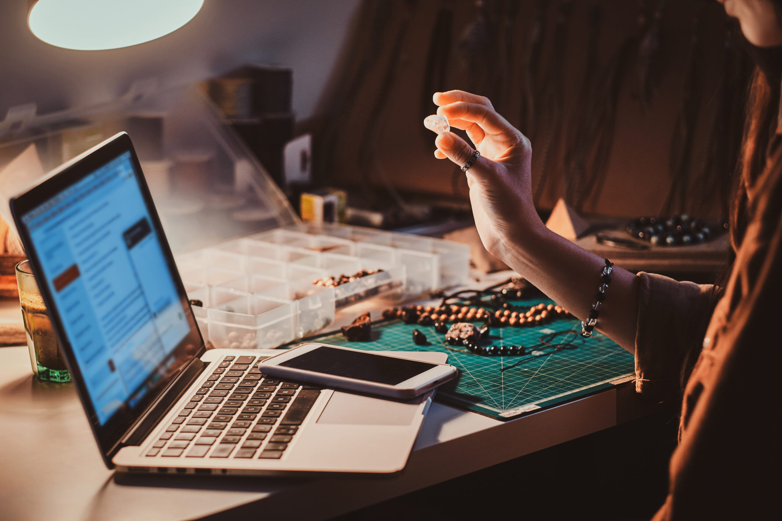 Girl is holding semi precious stone