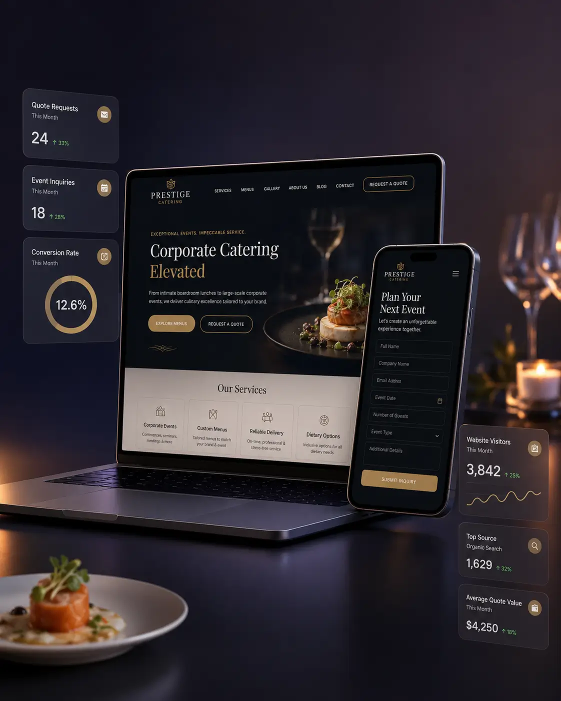 Corporate catering company serving an event in Long Island