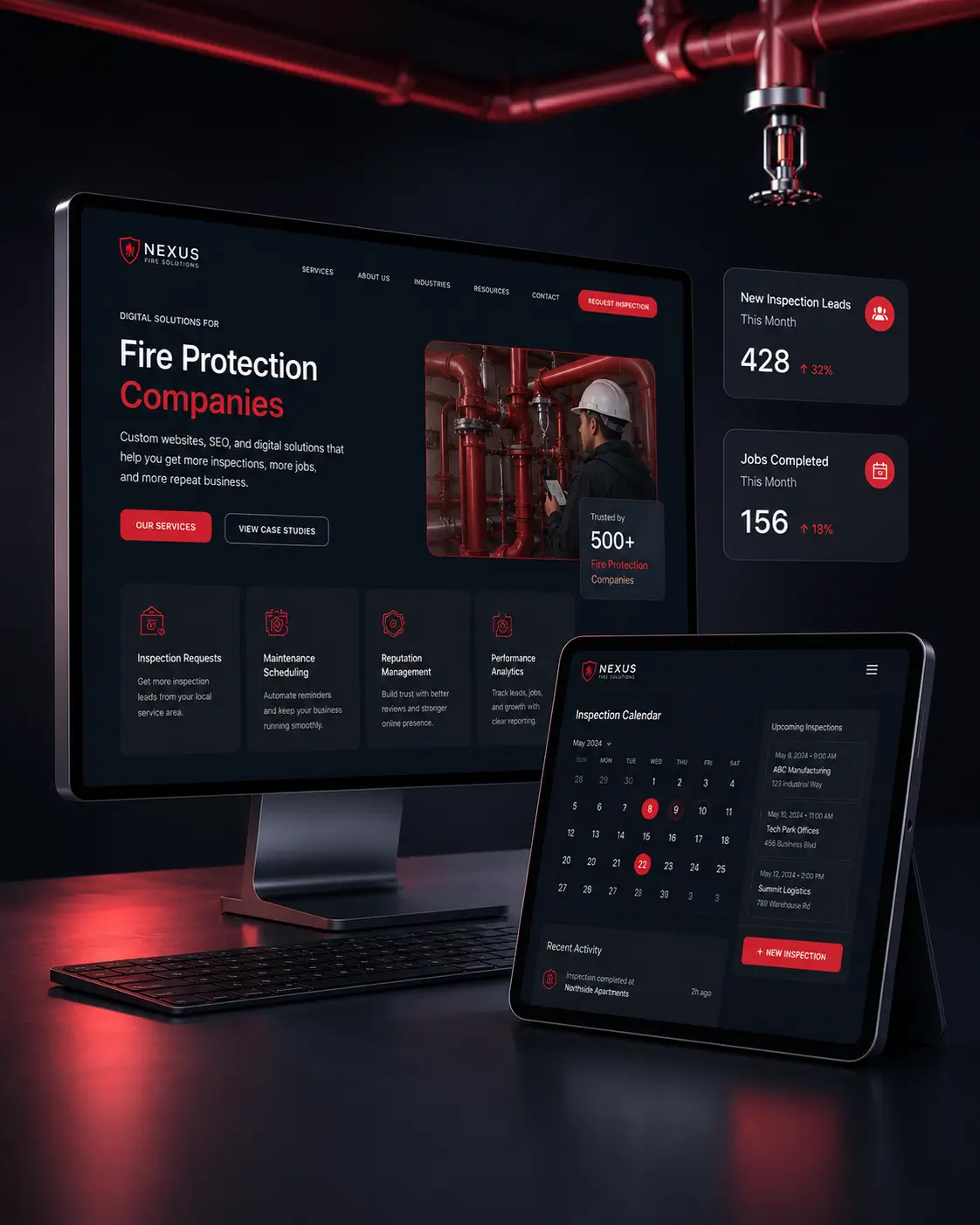 AJ Creative Studios SEO team supporting fire protection and sprinkler companies