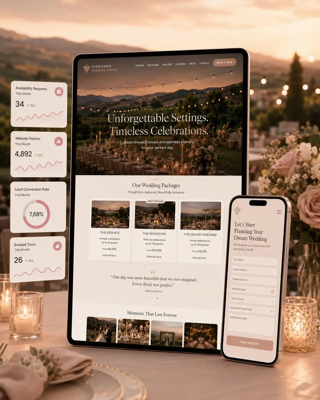 AJ Creative Studios SEO team supporting vineyard wedding venues